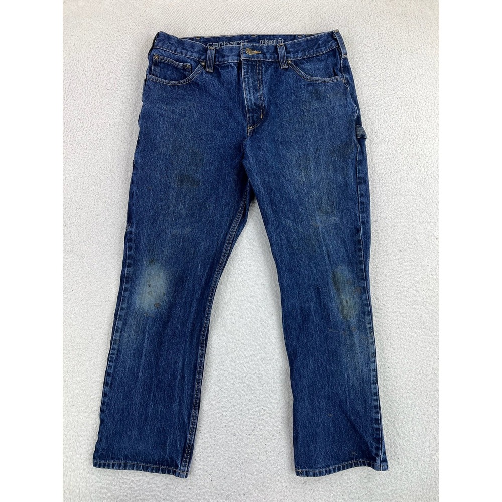 Carhartt Rugged Flex Jeans Mens 34x30 Blue Relaxed Straight Stretch Denim Pants